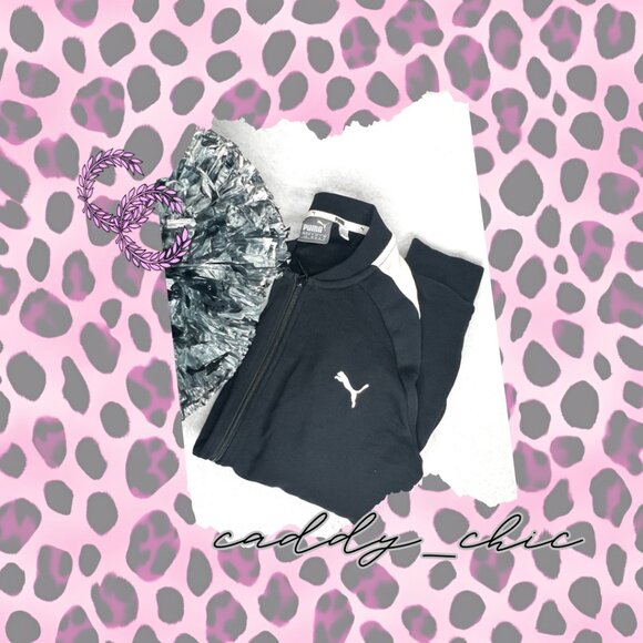 Puma Women's Full Zip Track Jacket - Size Large - Black with White Accen… - Picture 1 of 10